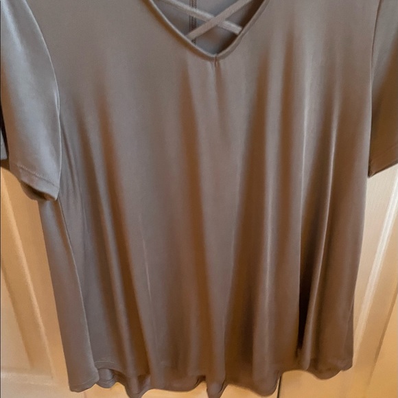 Grey/Tan Shirt with Crosses on Chest - Picture 2 of 3